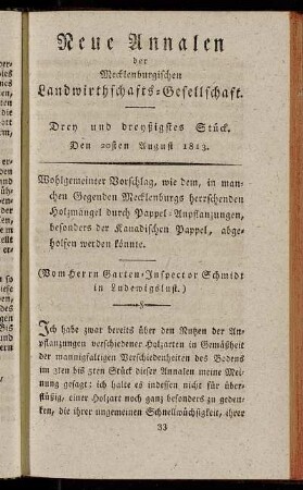 Drey und dreyßigstes Stück. Den 20sten August 1813.