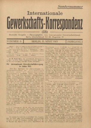 Nummer 6 Berlin, 13. März 1914 Jahrgang 2 = Sondernummer