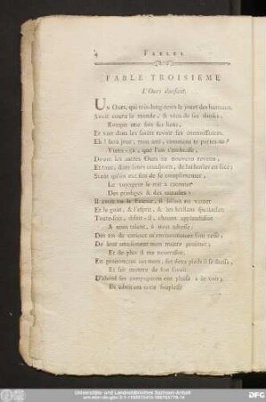 Fable Troisieme. L'Ours dansant.