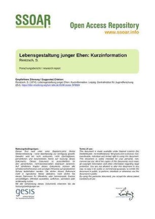 Lebensgestaltung junger Ehen: Kurzinformation