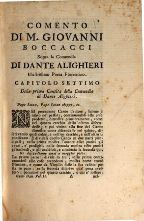 Delle Opere Di M. Giovanni Boccacci, Cittadino Fiorentino, 6. Il Comento Sopra La Commedia Di Dante Alighieri