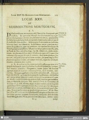 Locus XXV. De Resurrectione Mortuorum