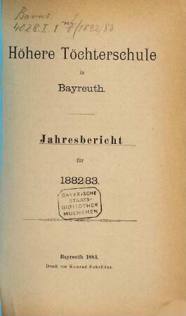 Jahres-Bericht. 1882/83