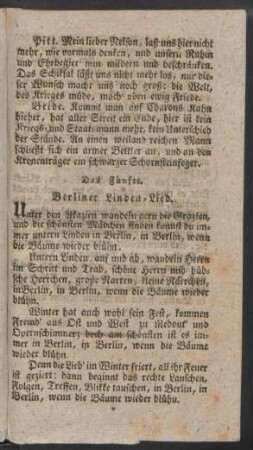 Das Fünfte. Berliner Linden=Lied.