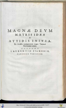 Laurentius Pignorius: Magnae Deum Matris Idaeae…