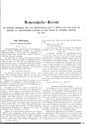 Rechenschafts-Bericht des ständischen Ausschusses