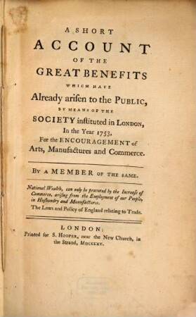 A short account of the great benefits