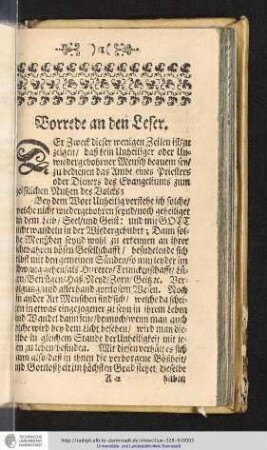 Vorrede an den Leser.