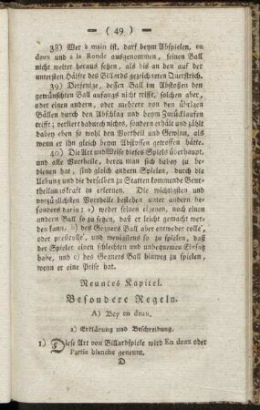 Neuntes Kapitel. Besondere Regeln.