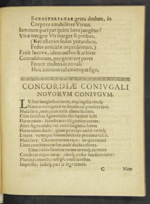 Concordiae Coniugali Novorum Coniugum.