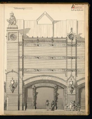 Bahnhof Börse der Stadtbahn, Berlin Monatskonkurrenz Oktober 1878: Aufriss Seitenansicht (Ausschnitt); Maßstabsleiste