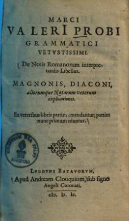 De notis Romanorum interpretandis libellus