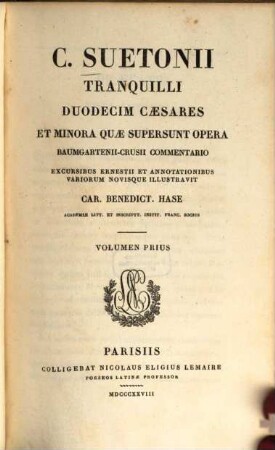 C. Suetonii Tranquilli duodecim Caesares et minora quae supersunt. 1