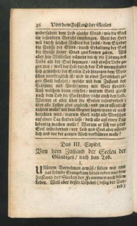 Das III. Capitel. von dem Zustand der Seelen der Gläubigen / nach dem Tod