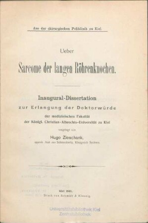 Ueber Sarcome der langen Röhrenknochen