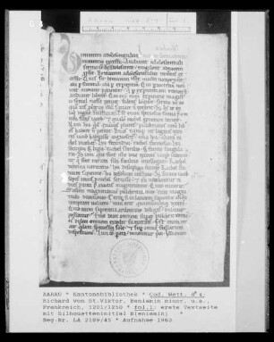 Richard von Sankt Viktor, Beniamin minor, u.a.: Textseite, fol. 1