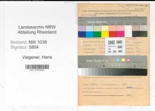 Entnazifizierung Hans Viegener , geb. 06.04.1910 (Kaufmann)