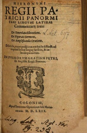 Linguae latinae commentarii tres