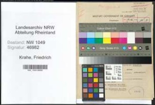 Entnazifizierung Friedrich Krahe , geb. 11.06.1902 (Kaufmaennischer Angestellter)