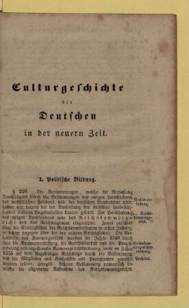 Culturgeschichte der Deutschen in der neuern Zeit