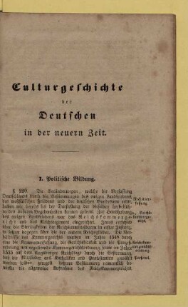 Culturgeschichte der Deutschen in der neuern Zeit