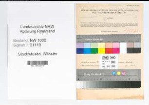 Entnazifizierung Wilhelm Stockhausen, geb. 08.11.1901 (Postschaffner)