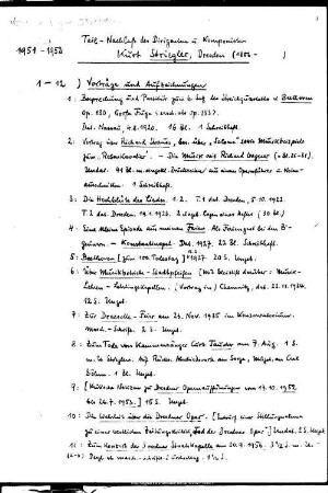 Teil-Nachlaß des Dirigenten u. Komponisten Kurt Striegler, Dresden - Mscr.Dresd.App.1951- Mscr.Dresd.App.1952