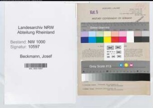 Entnazifizierung Josef Beckmann, geb. 05.02.1893 (Steuerinspektor)
