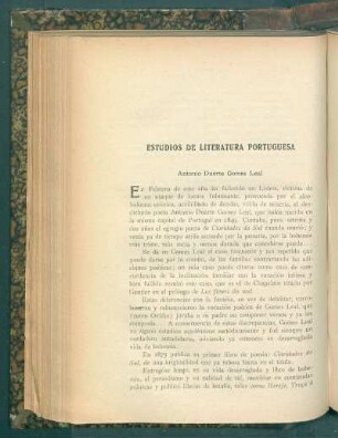 Estudios de literatura portuguesa : Antonio Duarte Gomes Leal