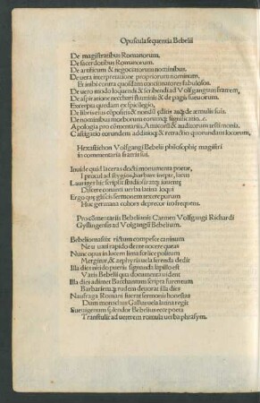 Opuscula sequentia Bebelii