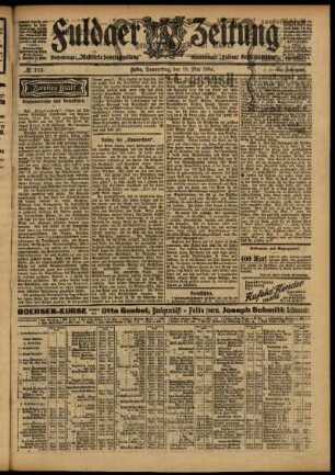 Zweite Ausgabe vom Donnerstag, den 19. Mai 1904.