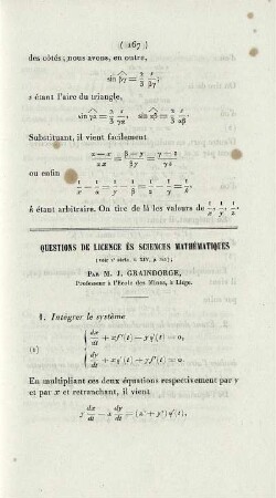 Questions de licence és sciences mathématiques.