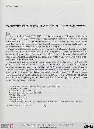 23: Architekt Franciszek Maria Lanci : karykaturzysta