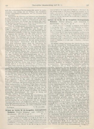 537-539 [Rezension] Jahrbuch des Vereins für die Evangelische Kirchengeschichte Westfalens. IX. u. X. Jahrg
