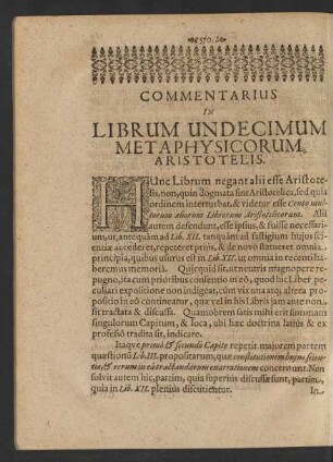 Commentarius In Librum Unodecimum Metaphysicorum Aristotelis.