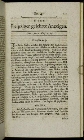 No. 43. Den 29ten May 1789.