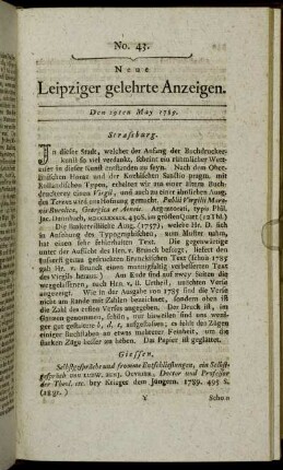 No. 43. Den 29ten May 1789.