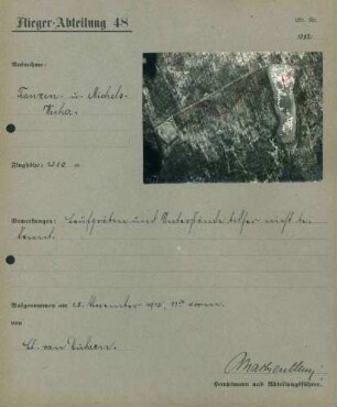 Foto der Laufgräben und Unterstände zwischen dem Franzenweiher und Michelsweiher nördlich von Largitzen (Luftbild)