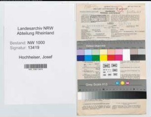 Entnazifizierung Josef Hochheiser, geb. 12.02.1909 (Versich.Angest.)