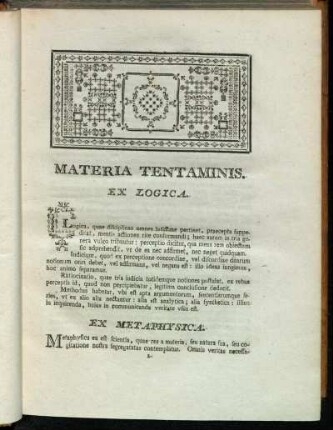 Materia Tentaminis.