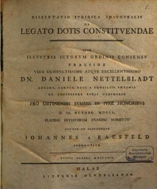 Diss. inaug. de legato dotis constituendae