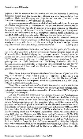 Brügmann, Klaus-Dieter ; Dreibrodt, Margarete ; Meyer, Hans-Joachim u.a. :: Die anderen, Widerstand und Verfolgung in Harburg und Wilhelmsburg, Zeugnisse und Berichte 1933 - 1945 : Hamburg, Vereinigung der Verfolgten des Naziregimes - Bund der Antifaschisten e.V., 1980