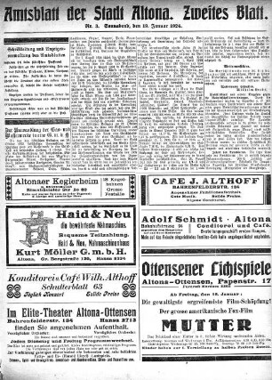 Nummer 3. Zweites Blatt. : Sonnabend, den 19. Januar 1924