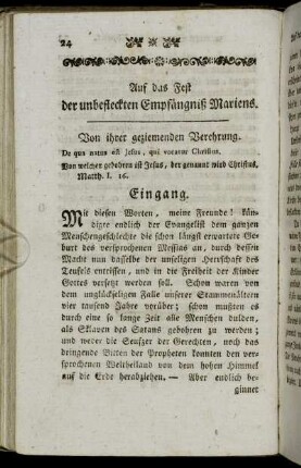 Auf das Fest der unbefleckten Empfängniß Mariens.