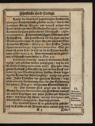 II. [Statuam mercurialem, Eine Feldseulen.]