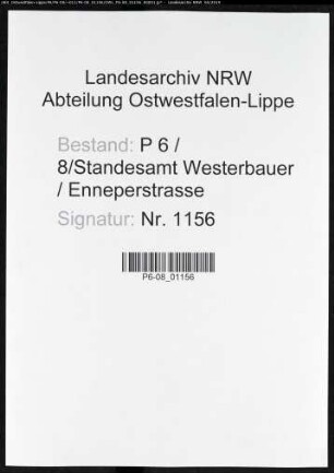 Sterberegister Standesamt Hagen-Enneperstraße (Sitz Westerbauer)
