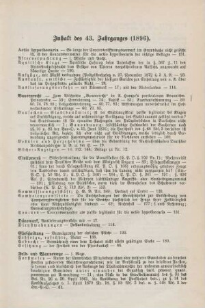 Inhalt des 43. Jahrganges (1896)