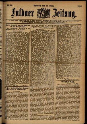 Ausgabe vom Mittwoch, den 14. März 1888.