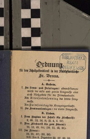 Ordnung für den Schulgottesdienst in der Stadtpfarrkirche St. Benno