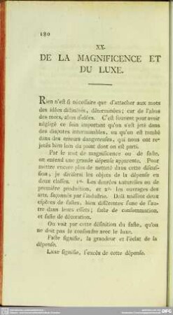 XX. De La Magnificence Et Du Luxe